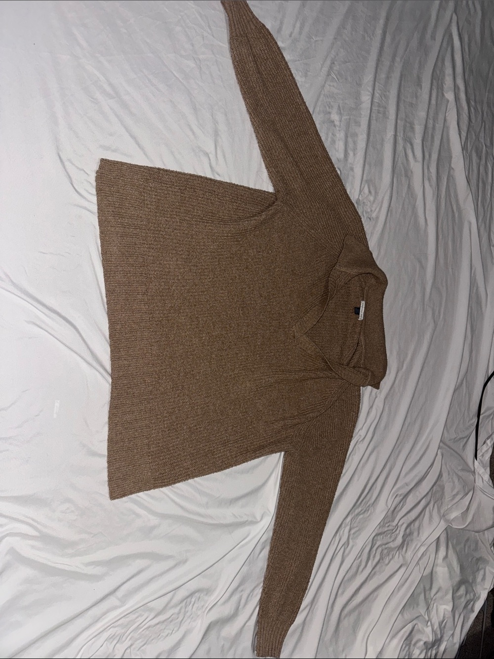 American Eagle Outfitters Brown Ribbed Cowl-Neck Sweater